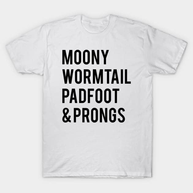 Moony Wormtail Padfoot and Prongs T-Shirt by FontfulDesigns